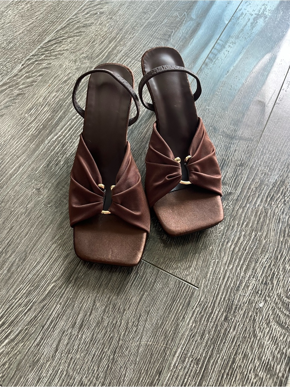 Brown Knot Front Strappy Sandals - Women